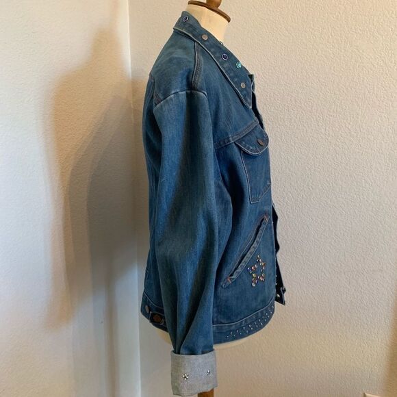 VTG Wrangler Celestial Jeweled Jean Jacket L XL 70 - Picture 5 of 8